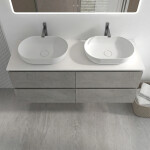 CERANO - Koupelnová skříňka Carole - betonově šedá + deska pod umyvadlo z lit. mramoru Elanys - 12 mm - bílá matná - 120x49,2x46 CER-8050BD85511
