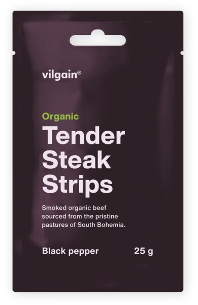 Vilgain Sušené steakové proužky BIO – černý pepř 25 g