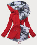 Oboustranná dámská bunda parka kapucí červená