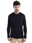 Pánské merino triko dlouhý rukáv ICEBREAKER Mens 150 Tech Lite III LS Relaxed Pocket Tee, Black velikost: XL