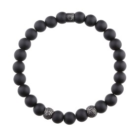 Korálkový náramek Victor - 8 mm přírodní onyx, etno styl, Černá 21 cm