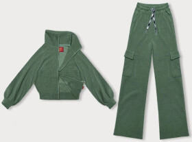 Casual komplet v olivové barvě s kalhotami typu cargo (AMG-338A) odstíny zelené XL (42)