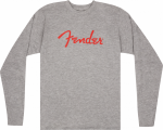 Fender Spaghetti Logo L/S T-Shirt, Heather Gray, M