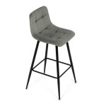 Židle barová, zelená látka, čtyřnohá kovová podnož, černý mat