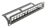 Lanberg Patch panel pro Keystone černý / Patch panel / 12 portů / 1U / 10" / neosazený s organizérem (PPKS-9112-B)