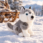 Plyšový pes Husky sedící 30 cm ECO-FRIENDLY