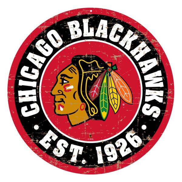 Mustang Cedule Chicago Blackhawks NHL 22" Round Distressed Logo