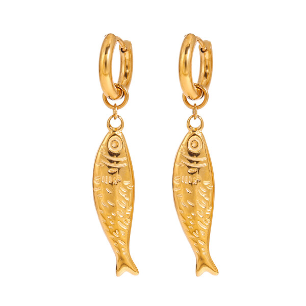 ELENYS Gold Fish – pozlacené náušnice 18K žluté zlato