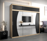 Šatní skříň Abi W0 s nástavcem Barva korpusu: Černá, Rozměry: 150 cm, Dveře: Černá