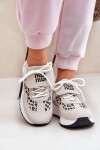 Sportovní boty sneakers dámské na platformě panterka bílo-bežové Pumbes 39