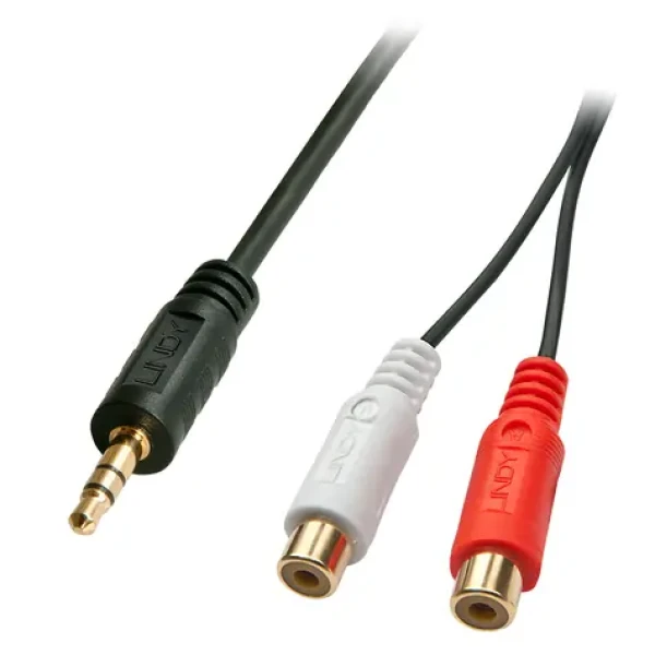 Lindy Audio redukce Jack 3,5 mm - 2x RCA černá / Audio redukce / Stereo / 0,25 m (35678)