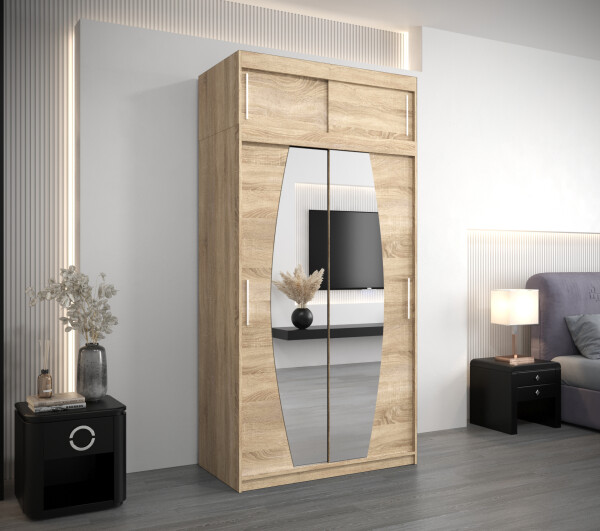 Šatní skříň Abi E0 s nástavcem Barva korpusu: Dub Sonoma, Rozměry: 120 cm, Dveře: Dub sonoma