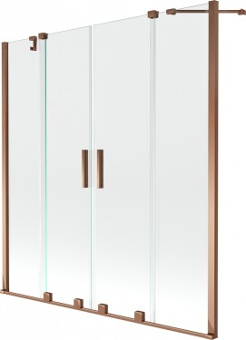 MEXEN/S - Velar Duo Dvoukřídlá posuvná vanová zástěna 140 x 150 cm, transparent, růžové zlato 896-140-000-02-60