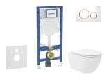 GEBERIT - Duofix Set předstěnové instalace, klozetu Oudee Vortex a sedátka softclose, tlačítko Sigma20, bílá/pozlacená SANI11CA3187B