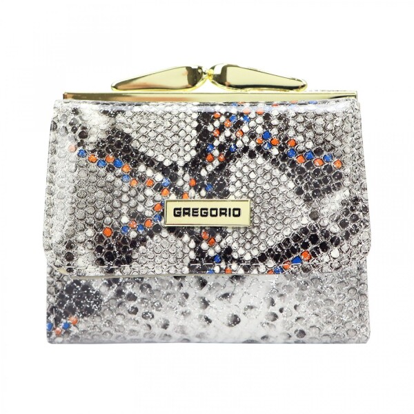 Luxusní dámská kožená mini peněženka Gregorio Garid, šedo-oranžová