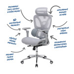 Kancelářská židle, synchronní mechanismus, šedá síťovina, KA-B2363 GREY