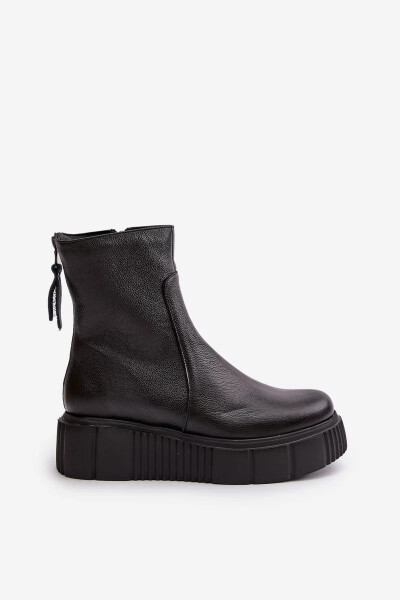 Zazoo Dámské Kožené Kotníkové Boty Na Platformě Černé Velikost: 38