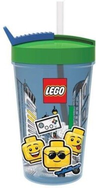 Kelímek brčkem LEGO ICONIC Boy modrá/zelená