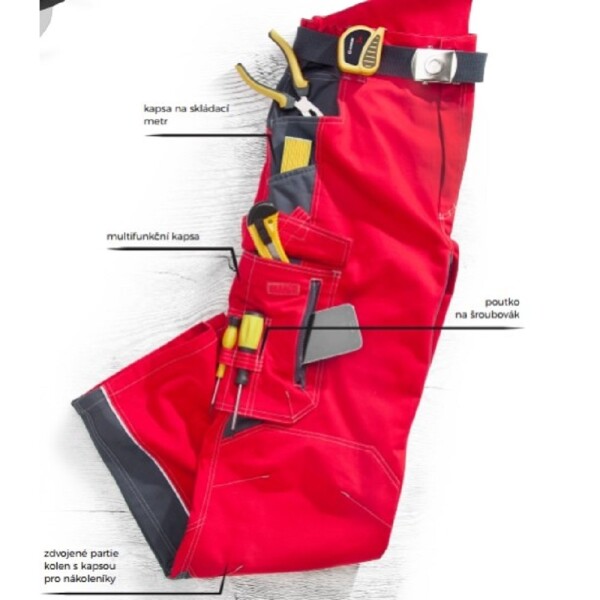 Montérkové kalhoty pasové VISION H9154 183-190 cm prodloužené červené 58/190 červené