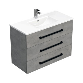 Koupelnová skříňka s černou úchytkou a umyvadlem SAT Cube Way 100x76,5x46 cm beton mat CUBE46C1003BEMOD CUBE46C1003BEMOD