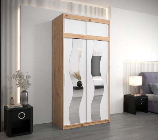 Šatní skříň Abi Se s nástavcem Barva korpusu: Dub artisan, Rozměry: 120 cm, Dveře: Bílá mat