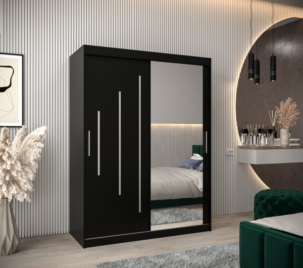 Šatní skříň Abi Y2 Barva korpusu: Černá, Rozměry: 150 cm, Dveře: Černá