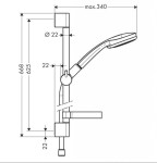HANSGROHE - Croma 100 Set sprchové hlavice, 3 proudy, tyče 0,65 m a hadice, chrom 27775000
