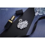 Exkluzivní brož Swarovski Elements Nicolet - labuť, Bílá/čirá