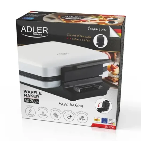 Adler AD 3085 bílá / Vaflovač / 1200 W / nepřilnavé plochy (AD 3085)