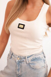 Dámská pruhovaná top na ramínkách s ozdobnou nášivkou béžová UNI