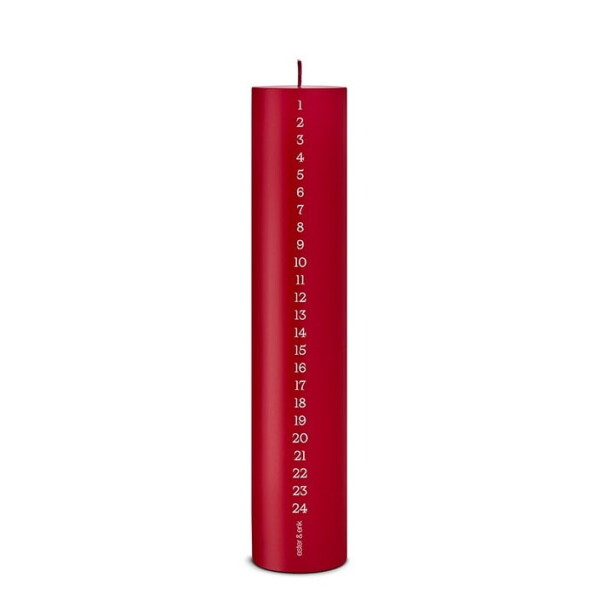 Ester & erik Adventní svíčka Kalenderlys Ø 5 cm – 36 Winter Berry, červená barva, vosk
