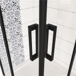 H K - Čtvercový sprchový kout BLACK SAFIR R909, 90x90, se dvěma jednokřídlými dveřmi s pevnou stěnou, rohový vstup SE-BLACKSAFIRR909