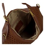 Stylová dámská háčkovaná kabelka Coveri Luna, tmavě hnědá