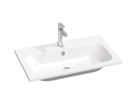 RAVAK - Chrome Slim Umyvadlo 80x49 cm, s přepadem, s otvorem pro baterii, bílá XJG01180001