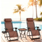 Sada 2 polohovacích zahradních židlí se stolem - hnědá