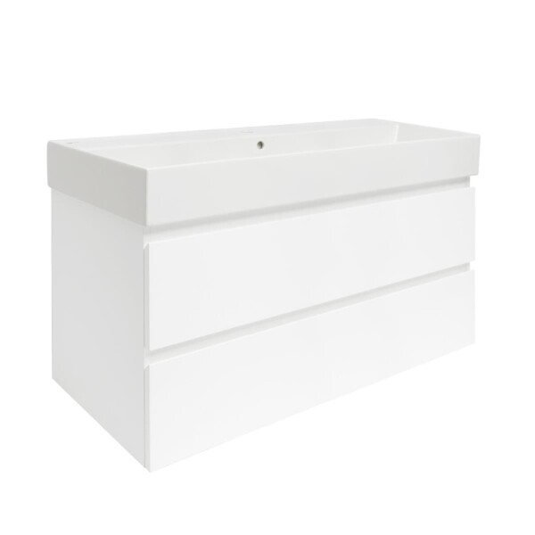 Koupelnová skříňka s umyvadlem SAT B-Way 99x50x45 cm bílá lesklá BWAY2100WU2BI BWAY2100WU2BI