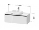 DURAVIT - Ketho.2 Umyvadlová skříňka s výřezem 46x120x55 cm, 1 zásuvka, lesklá bílá K24887022220000