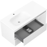 MEXEN/S - Rivel koupelnová skříňka 100 cm s umyvadlem Vela levá, 2S, 1D, reliéf, bílá mat 91A23-10047-3-BBFFF01-W23L01