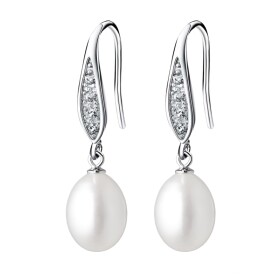 Stříbrné náušnice s bílou 9 mm perlou Susana, stříbro 925/1000, Bílá