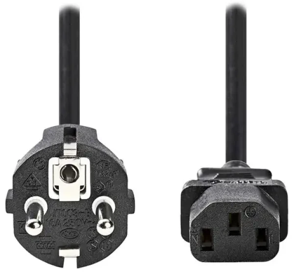 NEDIS napájecí kabel 230V černý / přípojný 10A / konektor IEC-320-C13 / přímá zástrčka Schuko / 3m (CEGL10030BK30)