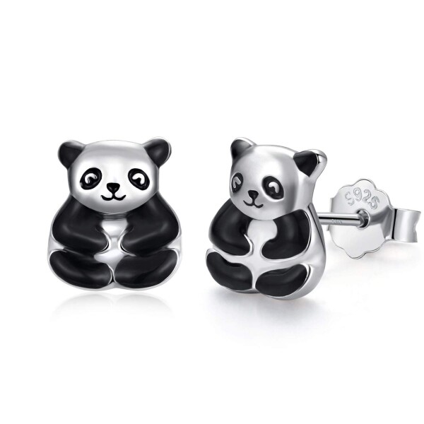 LUNICA Stříbrné puzetové náušnice PANDA 0669