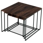 Sada 3 konferenčních stolů, MDF deska, dekor ořech, černý kov