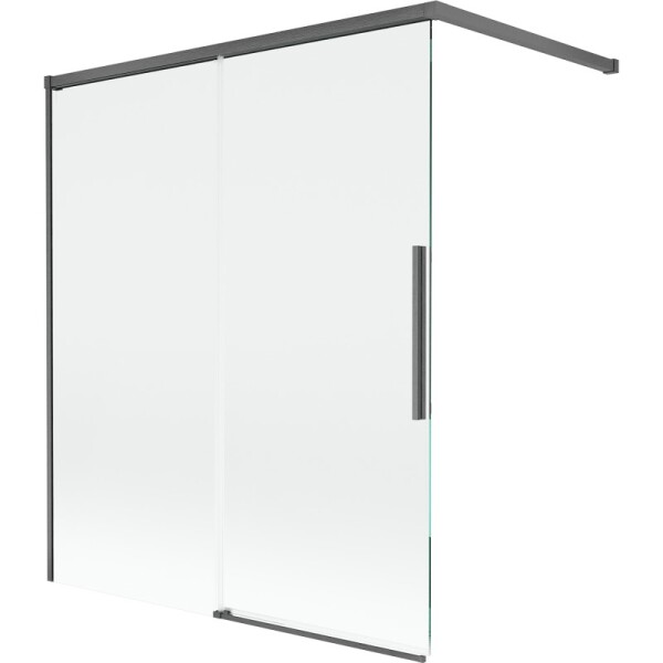 MEXEN/S - Rox vanová zástěna 2-křídlová posuvná 140 x 150, transparent, grafit kartáčovaná 8C9-140-003-66-00