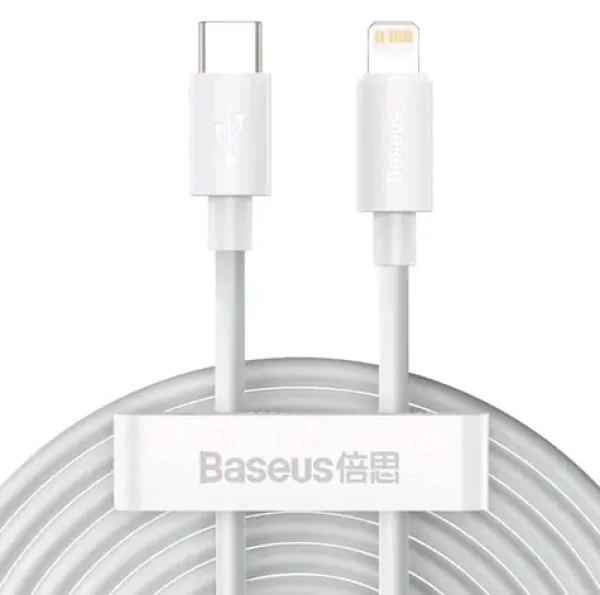 Baseus TZCATLZJ-02 Simple Wisdom bílá / Kabel kit USB-C na Lightning 20W 1.5 m / 2ks (57983104537)