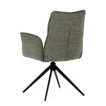 Židle jídelní, zelená látka, 360° vratný mechanismus, černý kov