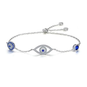 Stříbrný náramek talisman Evil Eye, stříbro 925/1000, Stříbrná Nastavitelná