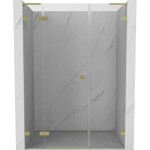 MEXEN/S - Lunar L sprchové dveře křídlové levé 150, transparent, zlatá kartáčovaná 834SL-150-050-55-00-L