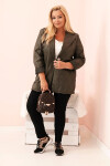 Dámská bunda Plus Size prošívaná s límcem a knoflíkem khaki UNI