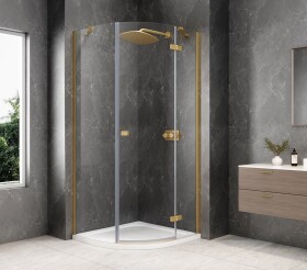 POLYSAN - GLOBE GOLD MATT čtvrtkruhový sprchový kout 900x900, čiré sklo, pravé GB2690RG