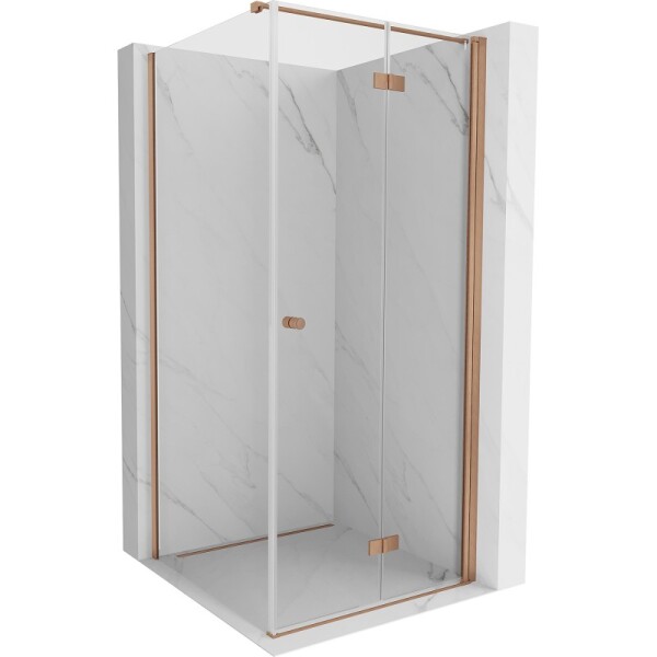 MEXEN/S - Mist-F sprchový kout skládací dveře pravá 95 x 95, transparent, měď kartáčovaná 8A6T-095-095-65-00-P